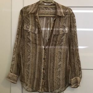 Equipment Tan Snake Print Top